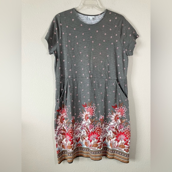 J. Jill Dresses & Skirts - J JILL Cotton Shift Dress XL Daisy Floral Pockets Casual Travel Resort Vacation